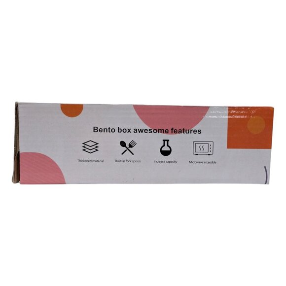 Bento Box Leak Proof Lunch Container Pink Green w/ Lid Fork Spoon 4 Compartment - Picture 9 of 15